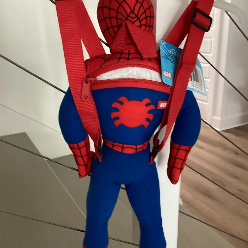 NWT Spider-Man Character Marvel Plush Backpack Toys Red and Blue